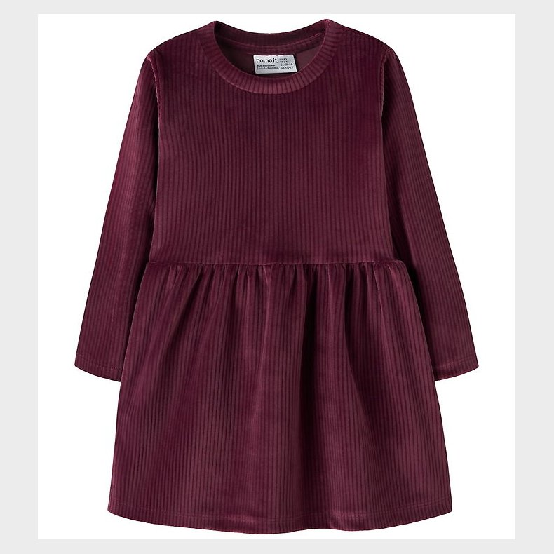 Name It Kjole - NmfVeloa - Velour - Burgundy
