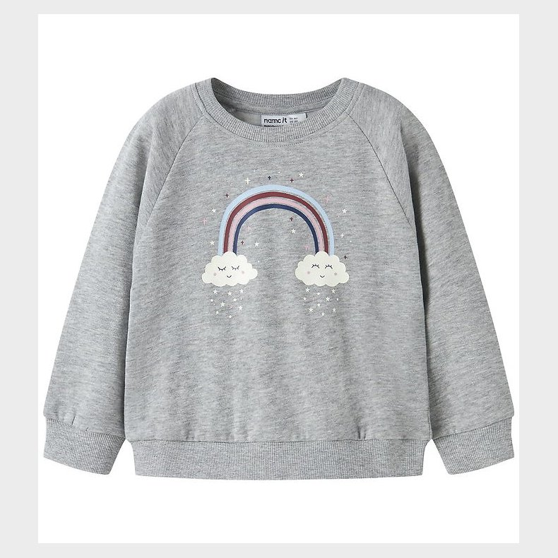 Name It Sweatshirt - NmfVenus - Grey Melange/Rainbow Clouds