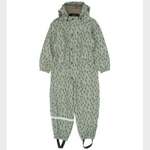 Mikk-Line Regndragt m. Fleece - PU - AOP - Iceberg Green