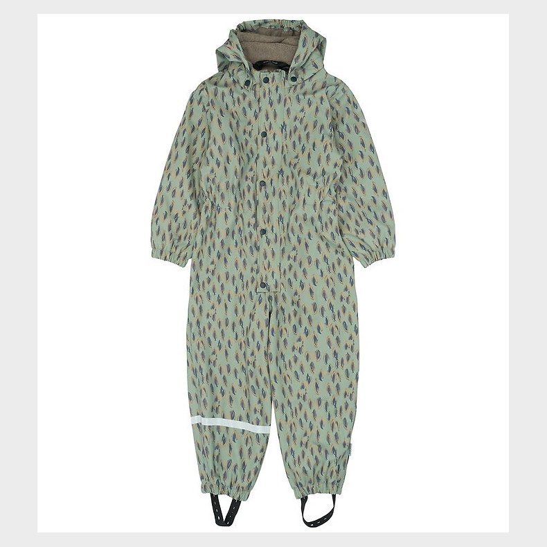 Mikk-Line Regndragt m. Fleece - PU - AOP - Iceberg Green