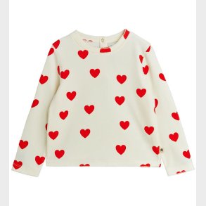 Mini Rodini Bluse - Velour - Hearts - Hvid
