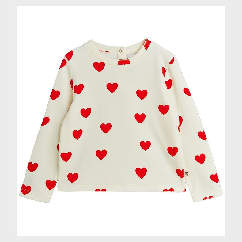 Mini Rodini Bluse - Velour - Hearts - Hvid