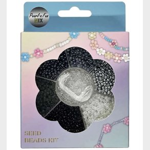 Pearl N Fun Perler - Glasperlemix - Sort/Gr�/Hvid