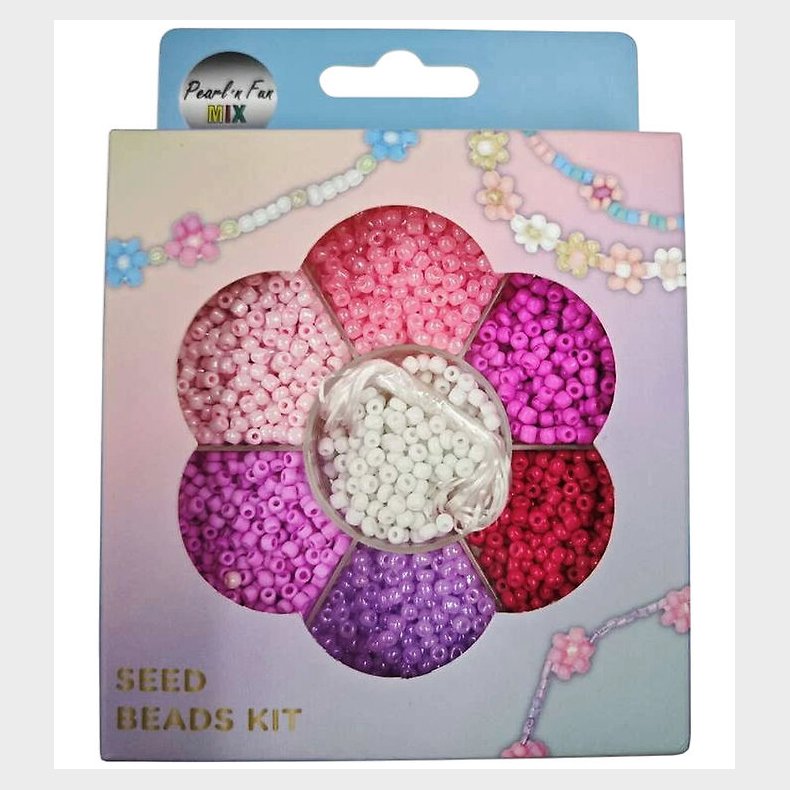 Pearl N Fun Perler - Glasperlemix - Pink/Lilla/Hvid