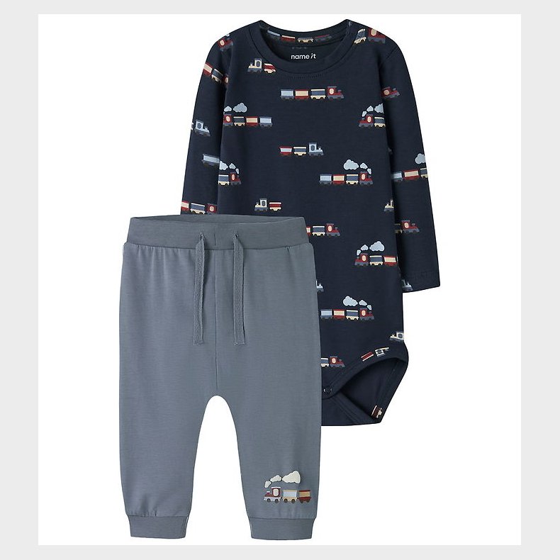Name It St - Bukser/Body l/ - NbmVroels - Flint Stone/Navy Bla