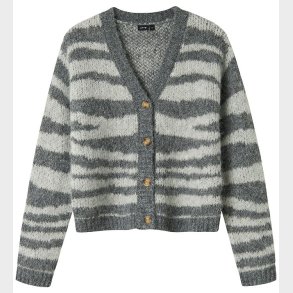 LMTD Cardigan - NlfNulos - Kort Strik - Dark Grey Melange