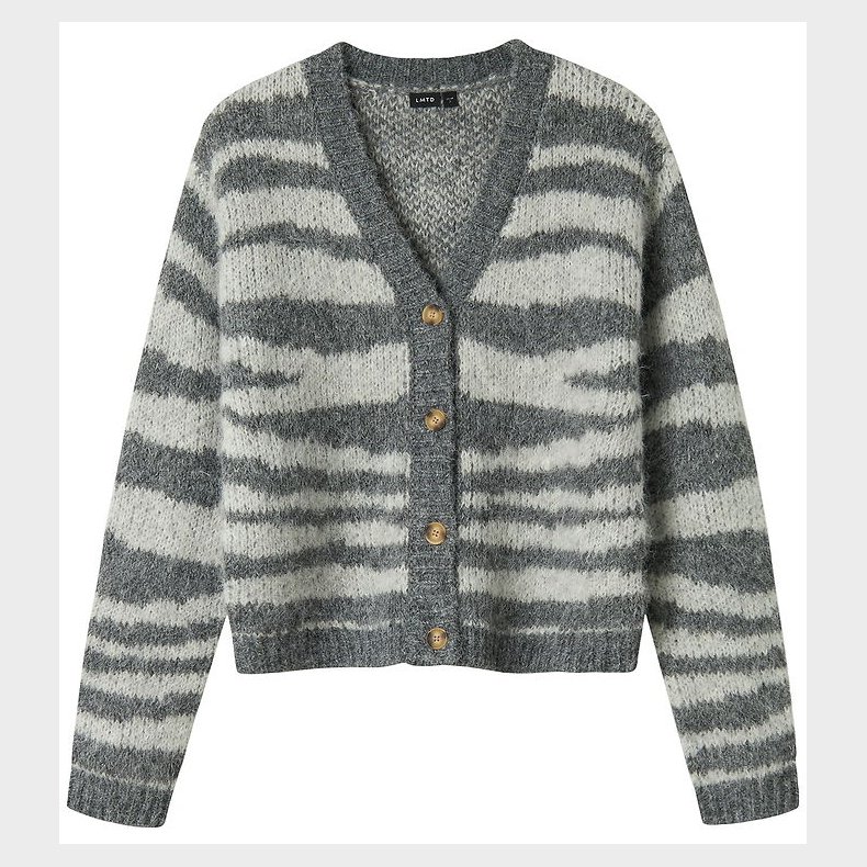 LMTD Cardigan - NlfNulos - Kort Strik - Dark Grey Melange