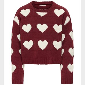 Kids Only Bluse - Strik - KogSus - Cabernet/Heart/Egret