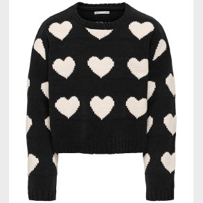 Kids Only Bluse - Strik - KogSus - Black/Heart/Egret