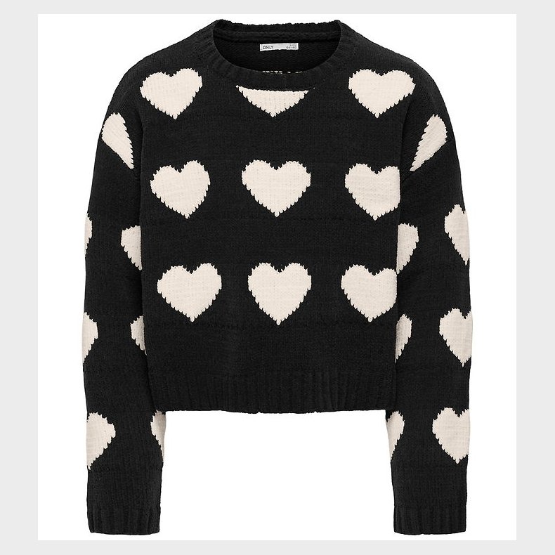 Kids Only Bluse - Strik - KogSus - Black/Heart/Egret