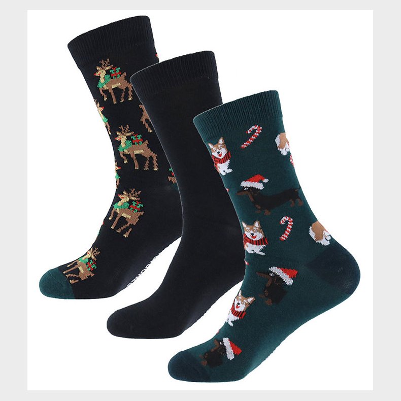 Jack & Jones Str�mper - JacXmas - 3-pak - Scarab/Black