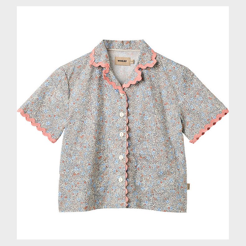 Wheat Skjorte k/� - Wilma - Air Blue Flowers