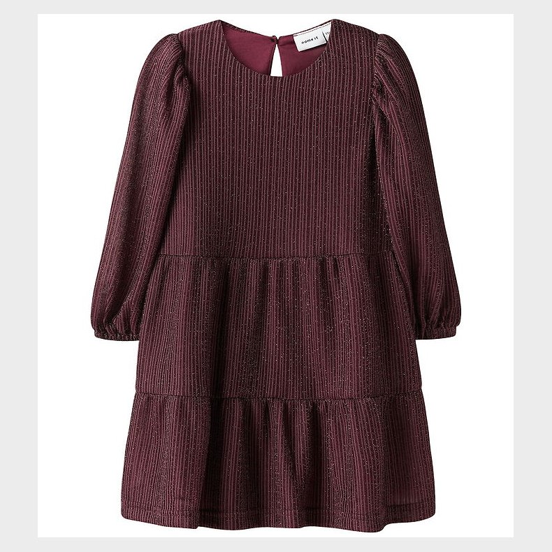 Name It Kjole - NmfRisilk - Burgundy m. Glimmer