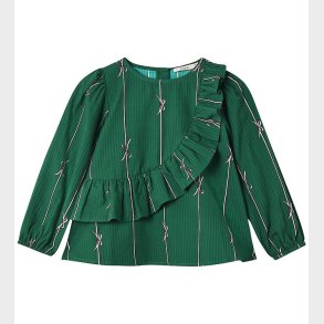 Fliink Bluse - Bowie - Hunter Green Bow AOP