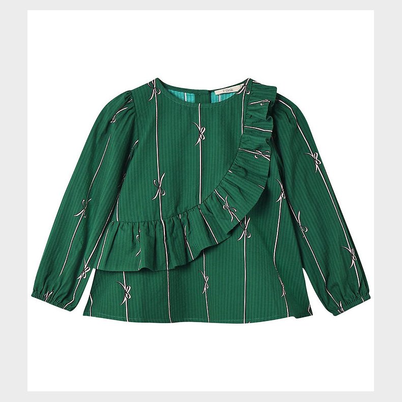 Fliink Bluse - Bowie - Hunter Green Bow AOP