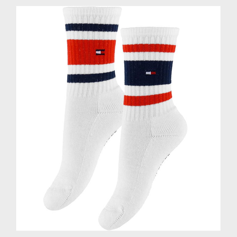Tommy Hilfiger Str�mper - 2-pak - Hvid m. Logostriber