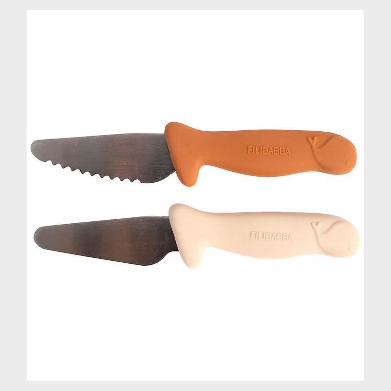 Filibabba Knivst Til Brn - 2-pak - Pumpkin + Offwhite