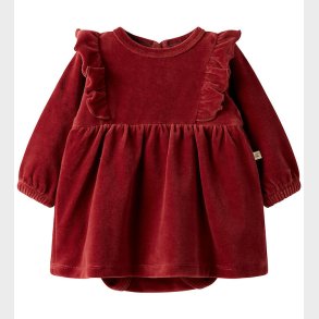 Lil' Atelier Kjolebody l/� - Velour - NbfSaga - Red Dahlia