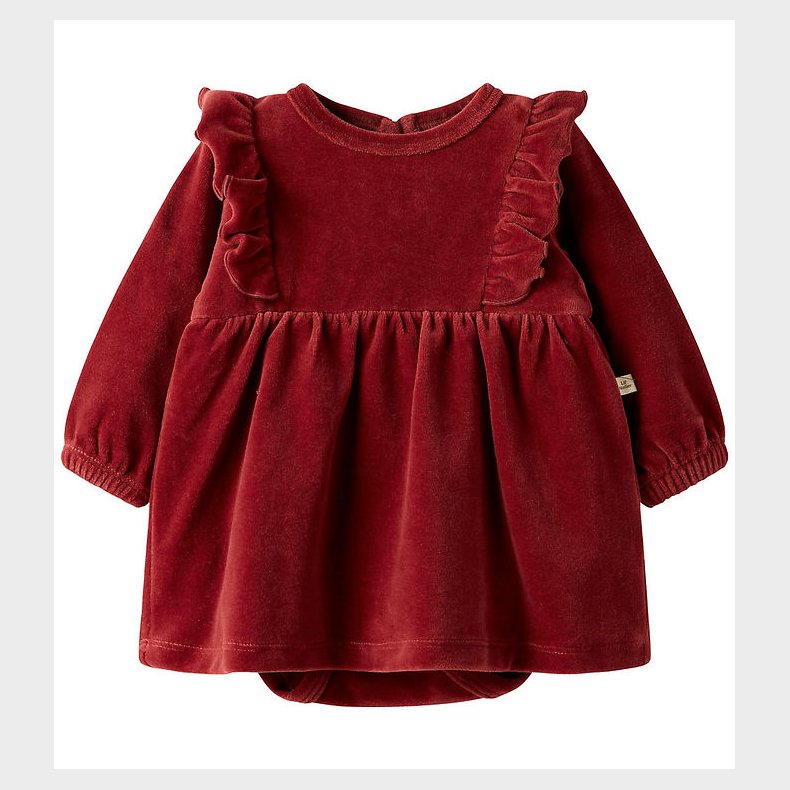 Lil' Atelier Kjolebody l/� - Velour - NbfSaga - Red Dahlia