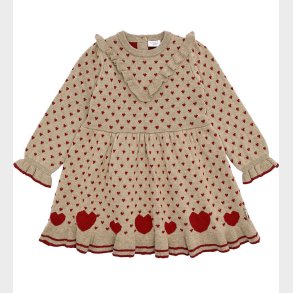 Hust and Claire Kjole - Strik - HCKarina - Biscuit/R�d m. Hjerte