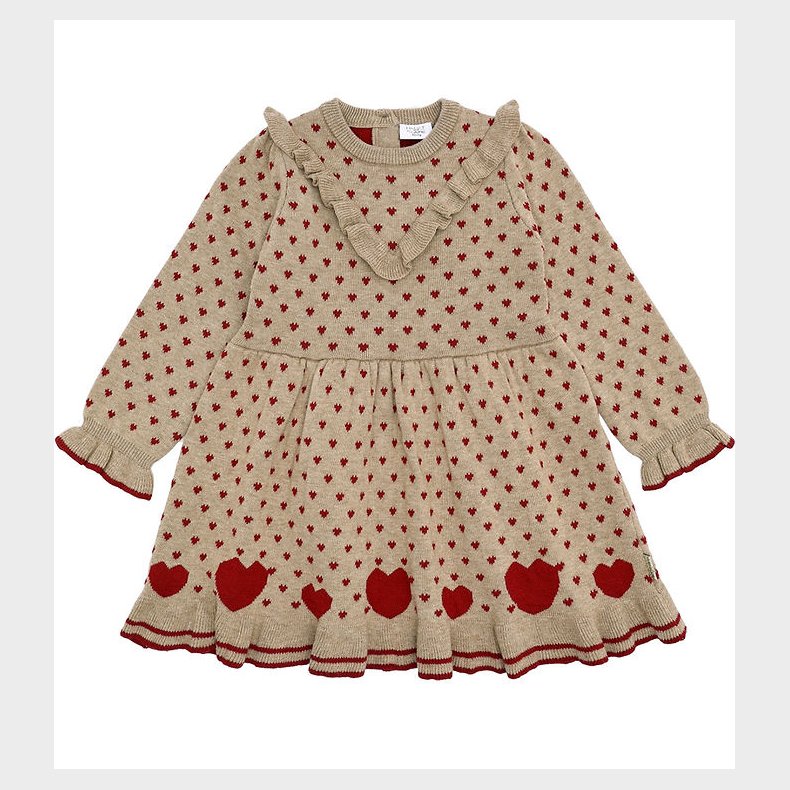 Hust and Claire Kjole - Strik - HCKarina - Biscuit/R�d m. Hjerte