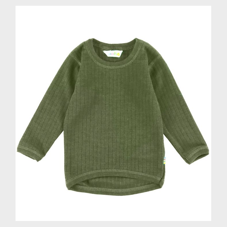 Joha Bluse - Uld - Rib - Mrk Oliven