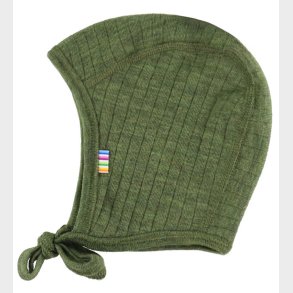 Joha Babyhjelm - Uld - Rib - 2-lags - Mrk Oliven