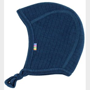 Joha Babyhjelm - Uld - Rib - 2-lags - Mrk Turkis