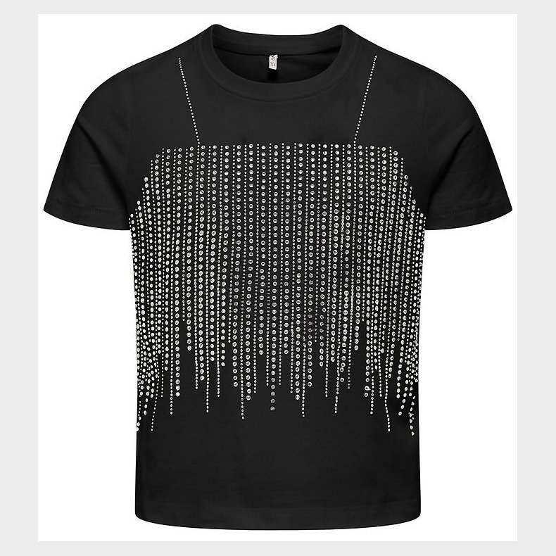Kids Only T-shirt - KogBillie - Stone Top - Black/Rhinestone Sil