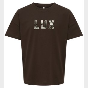 Kids Only T-shirt - KogKate - O-Neck Pearl Top - Black Coffee/Lu