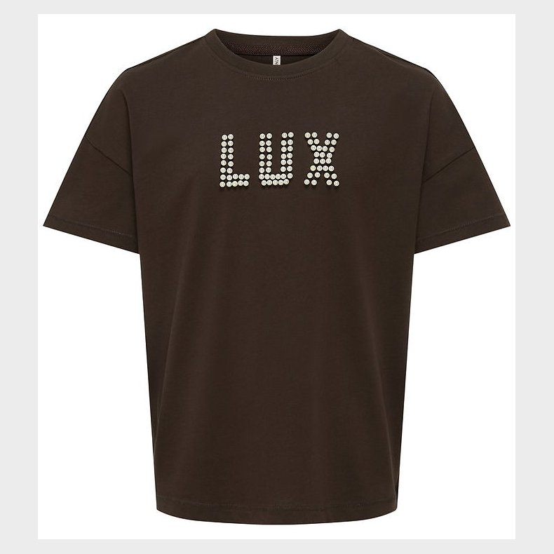 Kids Only T-shirt - KogKate - O-Neck Pearl Top - Black Coffee/Lu