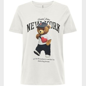 Kids Only T-shirt - KogLina - Bear O-Neck Top - Cloud Dancer/New