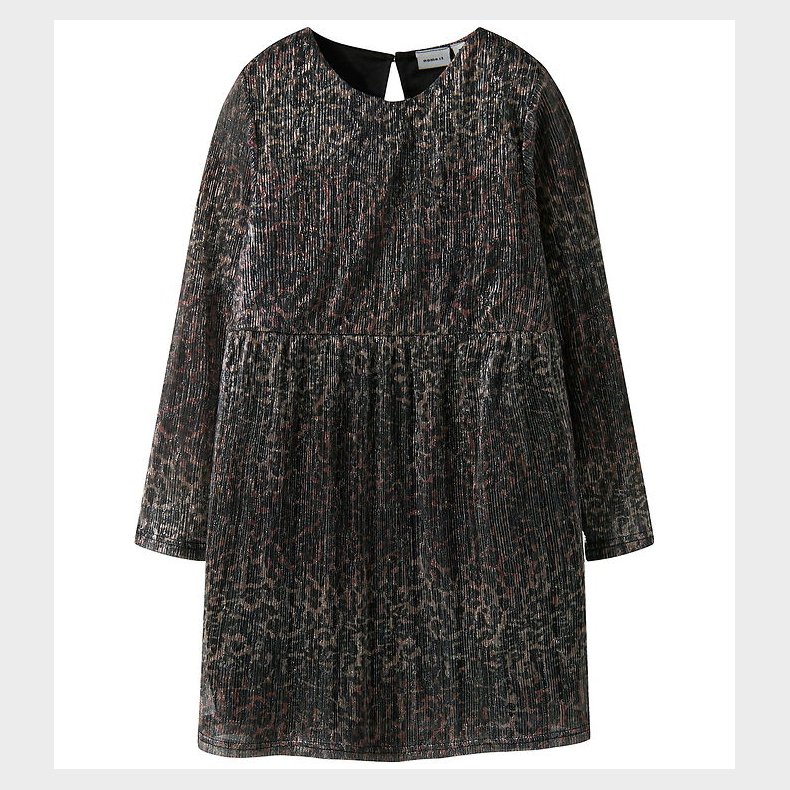 Name It Kjole - Pliss - NkfRisaring - Seal Brown/Leo