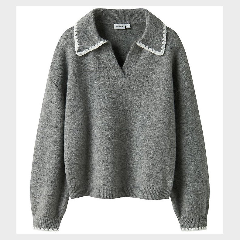 Name It Bluse - Polo Strik - NkfRikasa - Grey Melange