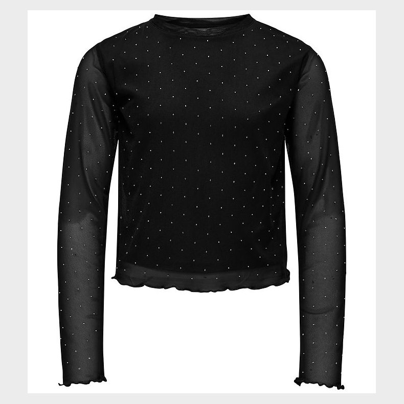 Kids Only Bluse - KogJada - Tyl - Black/Silver Rhinestones