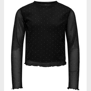 Kids Only Bluse - KogJada - Mesh - Black/Silver Rhinestones
