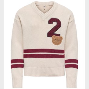 Kids Only Bluse - Strik - KogJanny - Birch/Badge/Cabernet