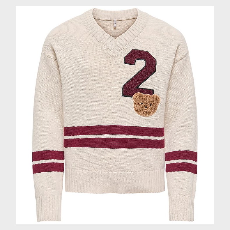 Kids Only Bluse - Strik - KogJanny - Birch/Badge/Cabernet