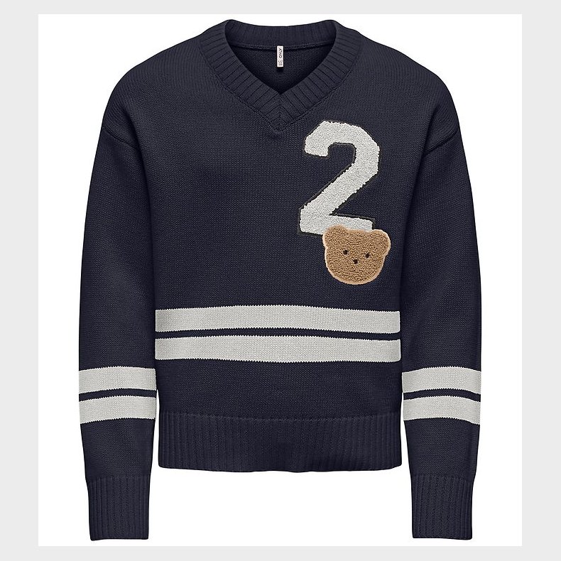 Kids Only Bluse - Strik - KogJanny - Night Sky/Badge/Cloud Dance