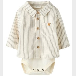 Lil Atelier Skjortebody l/ - NbmFelixo - Turtledove/Sepia Tint