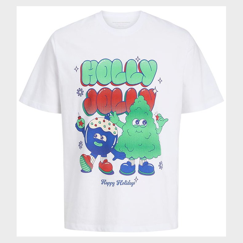 Jack & Jones T-shirt - JorHoliday Cartoon - Bright White/Holly