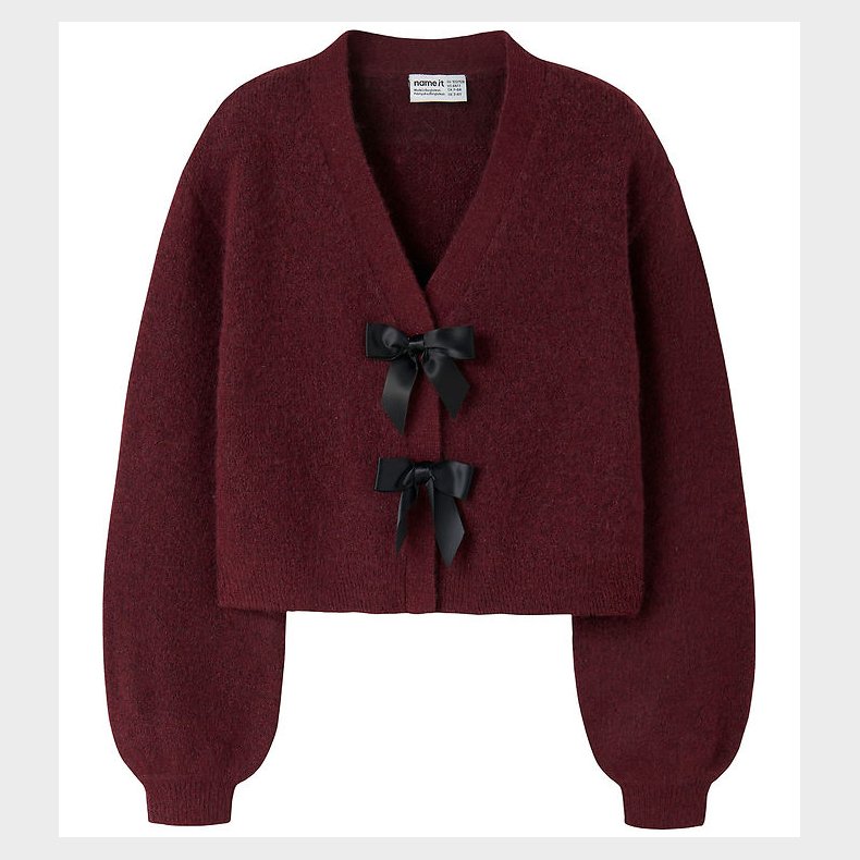 Name It Cardigan - Strik - NkfRina - Burgundy/BLACK BOW