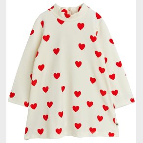 Mini Rodini Kjole - Velour - Hearts - Hvid