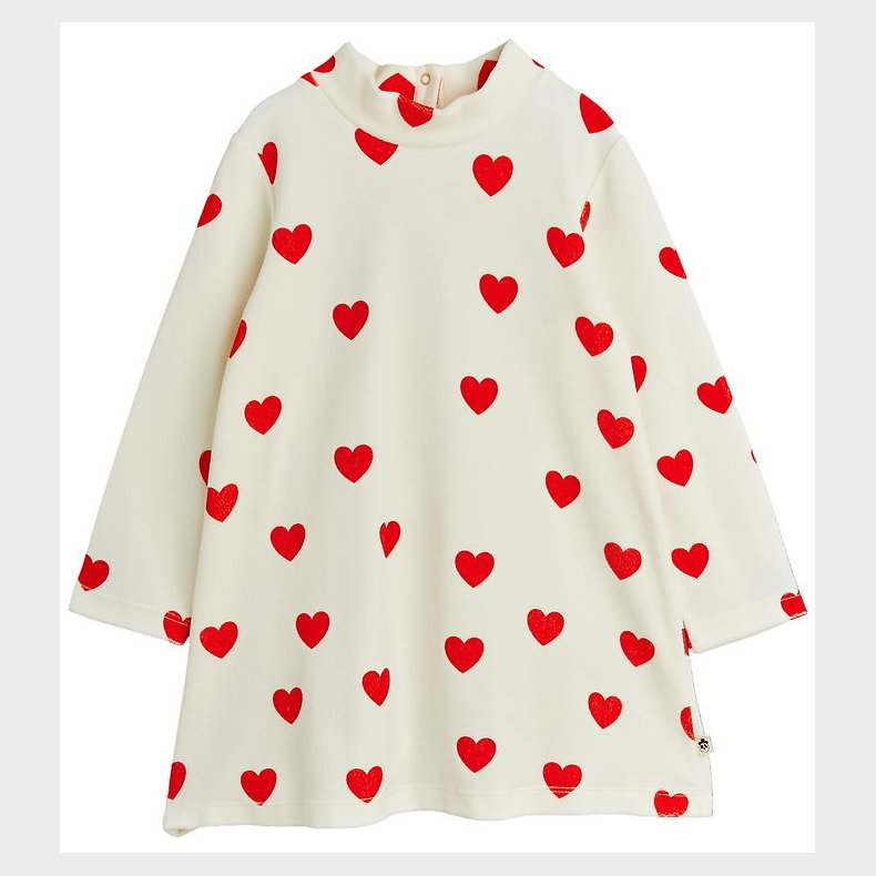 Mini Rodini Kjole - Velour - Hearts - Hvid