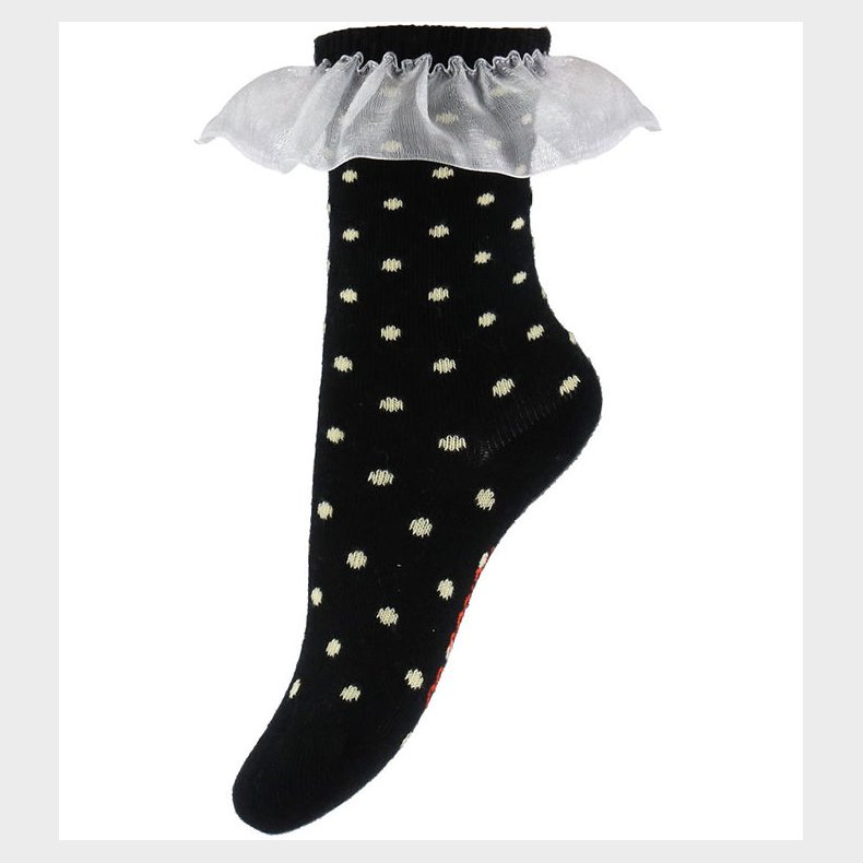 Mini Rodini Strmper - Polka Dot Frill - Sort