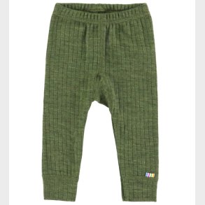 Joha Leggings - Uld - Rib - Mrk Oliven