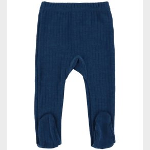 Joha Leggings m. Fdder - Uld - Rib - Mrk Turkis