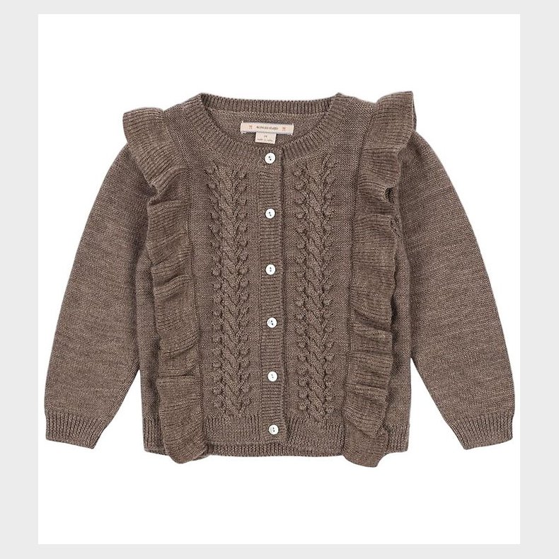 Konges Sljd Cardigan - Uld - Strik - Fiol Frill - Brunmeleret