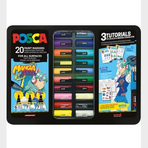 Posca Tuscher m. Metalkasse - 20 stk. - Manga Hero