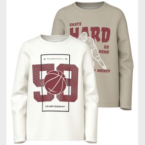 Name It Bluser - 2-pak - NkmVux - Island Fossil/Cloud Dancer 98